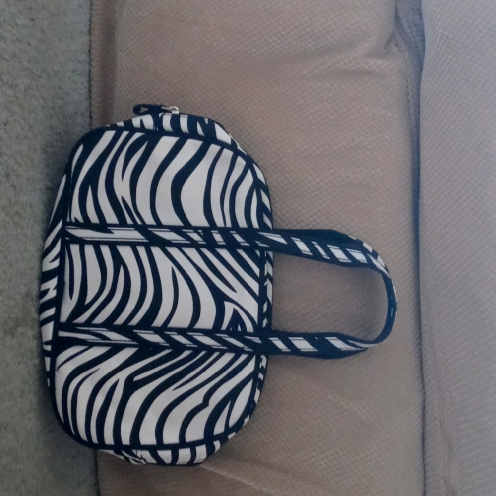 Lancome zebra print makeup bag